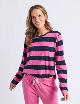 Spritz Stripe Long Sleeve Tee - Hot Pink/Navy - 81X4418.HPNK - All About A Girl