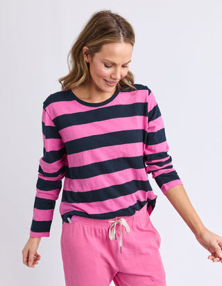 Spritz Stripe Long Sleeve Tee - Hot Pink/Navy - 81X4418.HPNK - All About A Girl
