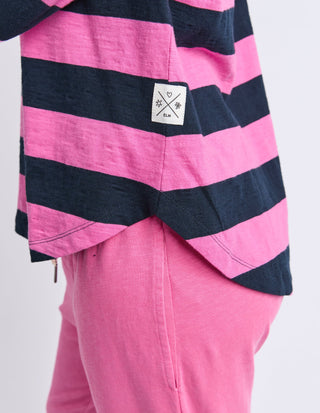 Spritz Stripe Long Sleeve Tee - Hot Pink/Navy - 81X4418.HPNK - All About A Girl