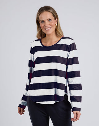Spritz Stripe Long Sleeve Tee - Navy - 81X4418.HPNK - All About A Girl