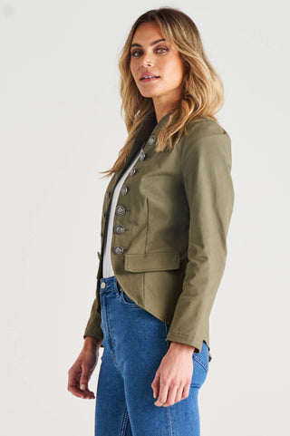 Stacey Military Jacket - Khaki - BB6042 - allaboutagirl