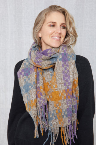 Stella+Gemma Chunky Knit Scarves - Teal/Purple/Brown - SGS1858 - allaboutagirl