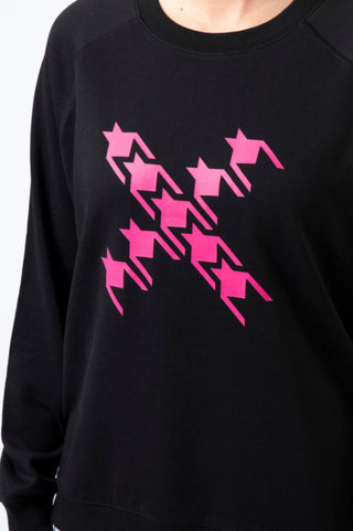 Stella+Gemma Classic Sweatshirt - Black With Neon Houndstooth Cross - SGSW8221 - allaboutagirl