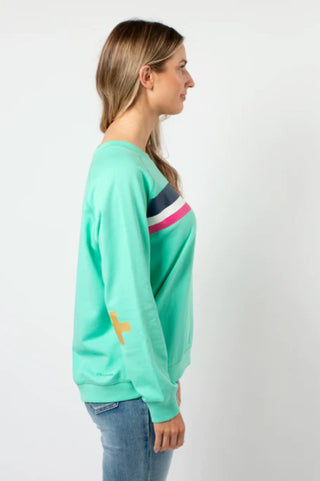 Stella+Gemma Classic Sweatshirt - Spearmint With Stripes - SGSW8216 - allaboutagirl