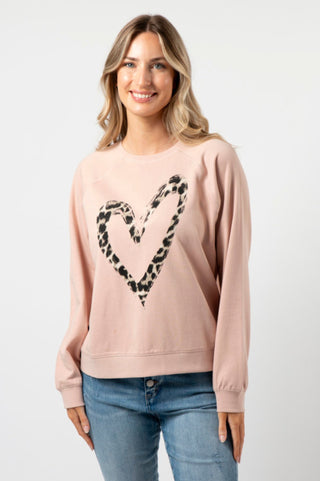 Stella+Gemma Everyday Sweater - Blush With Leopard Heart - SGSW8206 - allaboutagirl