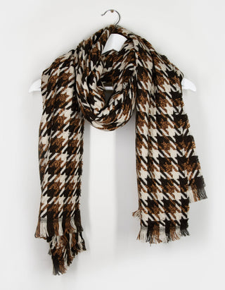 Stella+Gemma Scarves - Chunky Brown Houndstooth - SGS1856 - allaboutagirl