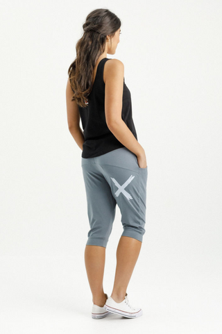 Apartment Pant 3/4 - Storm Grey with Sky Cross