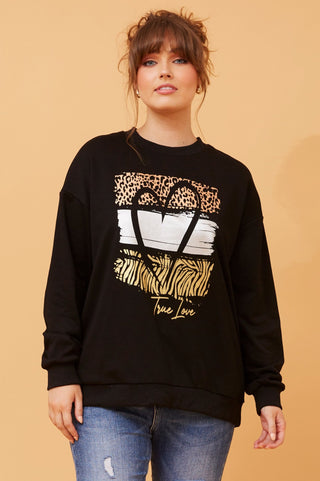 Sweatshirt with Pockets - Black - T518336 - allaboutagirl