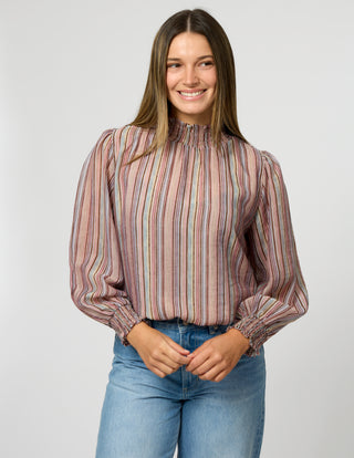 Stella + Gemma Sylvie Blouse Pastel Stripe, Front view | AAAG