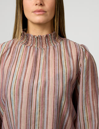 Stella + Gemma Sylvie Blouse Pastel Stripe, Side view | AAAG