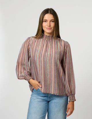 Stella + Gemma Sylvie Blouse Pastel Stripe, Detail | AAAG