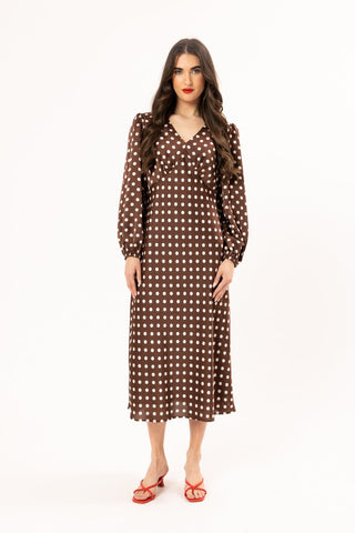 Take Me Out Dress - Walnut Spot - LL3483-2 - All About A Girl