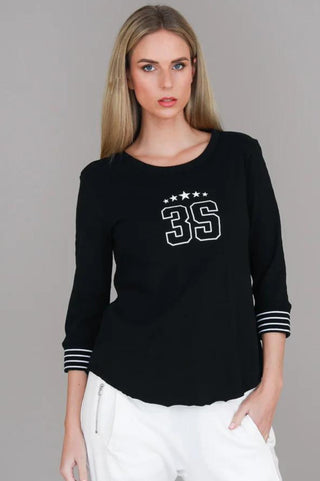 Teagan 3S 3/4 Sleeve Tee - Black - allaboutagirl