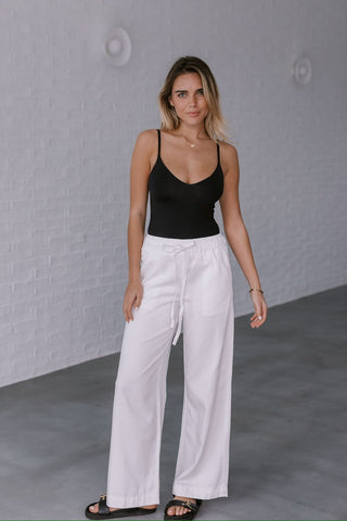 Drawstring Tencel Jeans - White