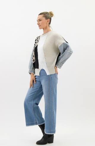 Tessa Jumper - Denim/Leopard