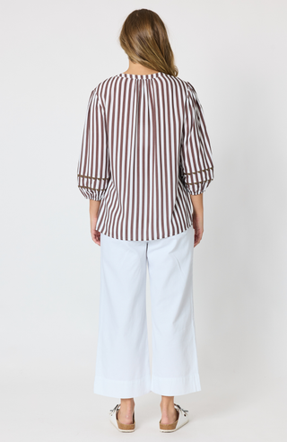 Montecito Stripe Top - Coffee/White Stripe