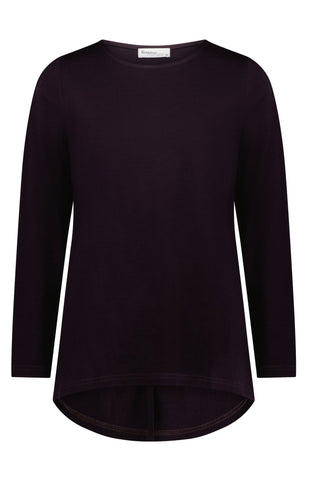 Vassalli 100% Merino Top with Back Button Placket - Mulberry - 4349 - allaboutagirl