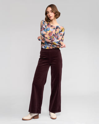 Loft Cord Wide Leg Pull On Pants - Merlot