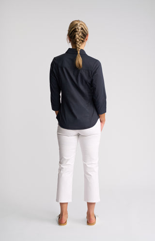 Isla Shirt With Side Ribbing - Ink