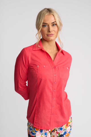 Isla Shirt With Side Ribbing - Raspberry