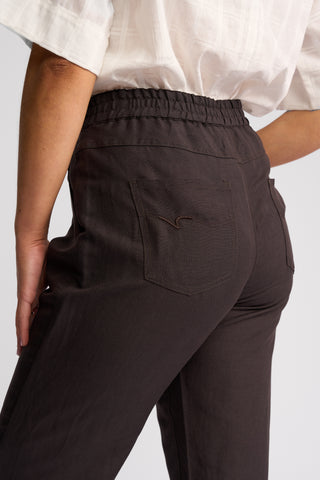 Oxford Slim Leg Grazer Pants - Chocolate