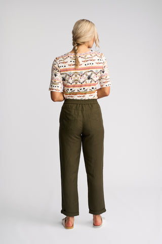 Oxford Slim Leg Grazer Pants - Khaki