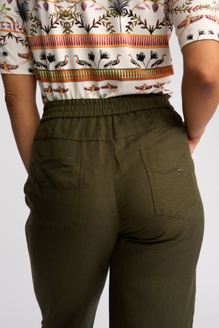 Oxford Slim Leg Grazer Pants - Khaki