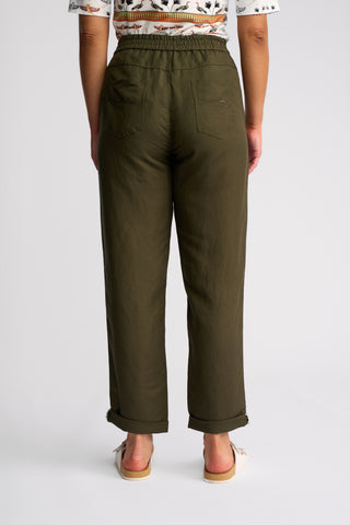 Oxford Slim Leg Grazer Pants - Khaki