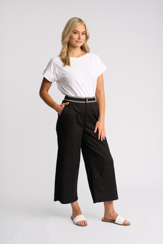 Atlanta Wide Leg Ankle Grazer - Black Denim
