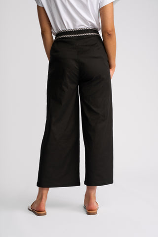 Atlanta Wide Leg Ankle Grazer - Black Denim