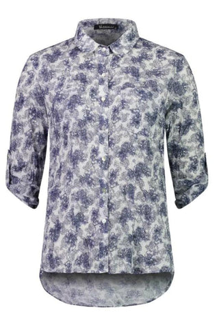 Vassalli Crinkle Shirt - Denim Floral - 4164 - allaboutagirl