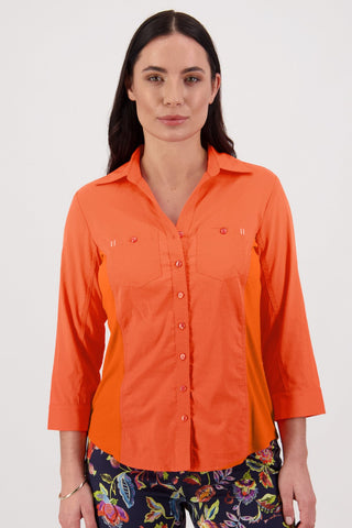 Vassalli Shirt with Rib Panel - Tangelo - 4032 - allaboutagirl