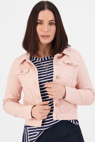 VASSALLI Vassalli Distressed Denim Jacket - French Rose SS {{ product.type }} - allaboutagirl