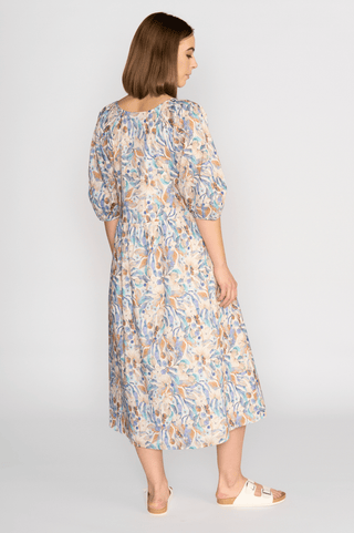 Vee Neck Dress With Pleat Sleeve Detail - Amalfi - 6119 - All About A Girl