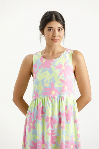 Vita Dress - Lime Daisies