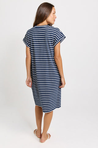 Zena T-Shirt Dress - Navy Stripe - BB1019-NST - All About A Girl