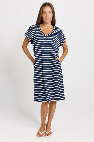 Zena T-Shirt Dress - Navy Stripe - BB1019-NST - All About A Girl